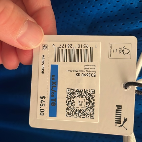 Puma x TMC Everyday Hussle Mesh Shorts “Blue” w/ White Drawstring - Picture 4 of 14